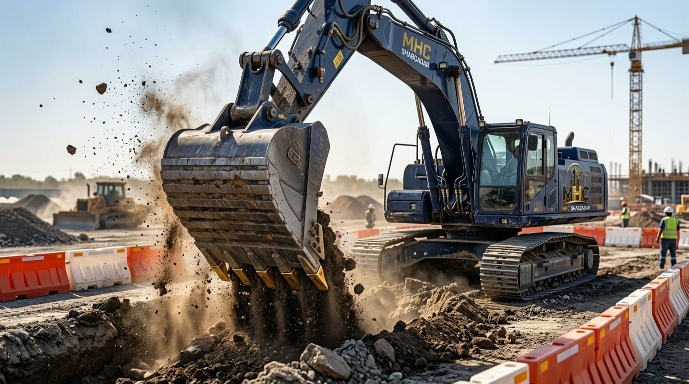 Heavy excavator working on site