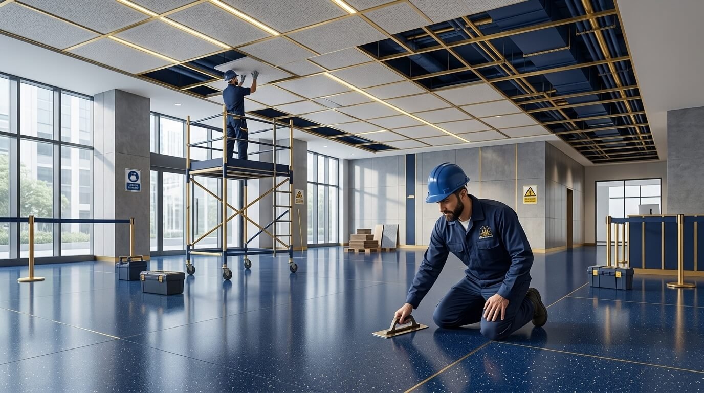 Modern retail flooring and lighting