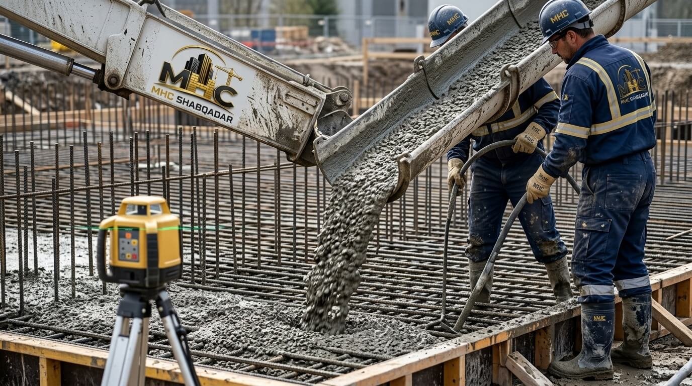 Concrete foundation being laid