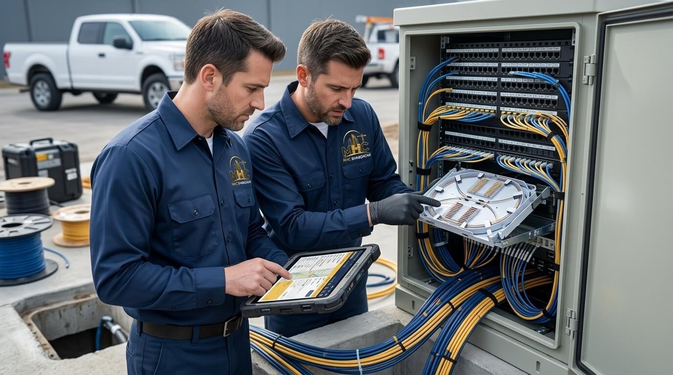 Project manager overseeing fiber installation
