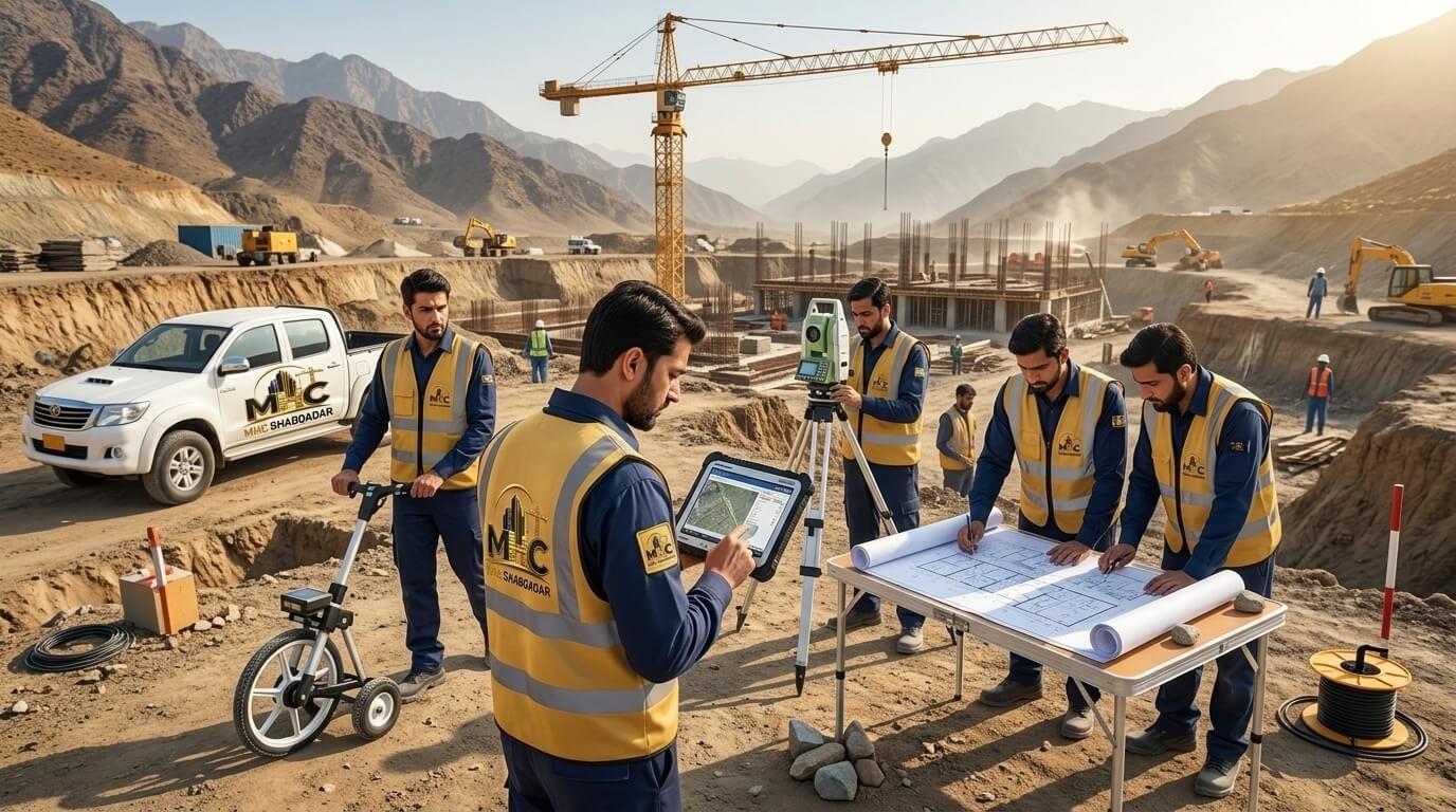 Engineers reviewing plans on site